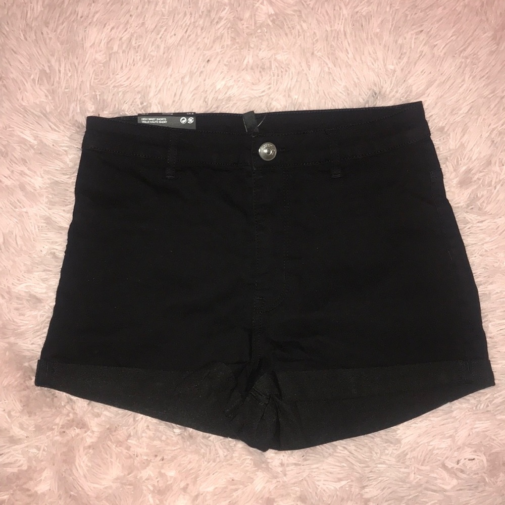 Black High Waisted Denim Shorts